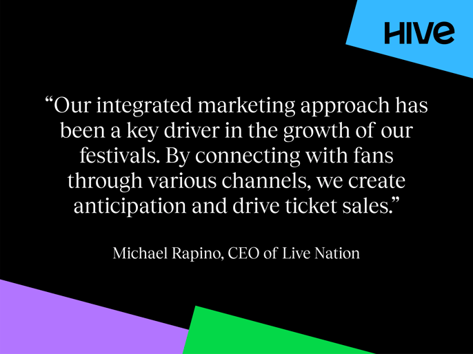 Quote from Michael Rapino, CEO of Live Nation, stating how integrated marketing has been a key driver in the growth of Live Nation's festivals.